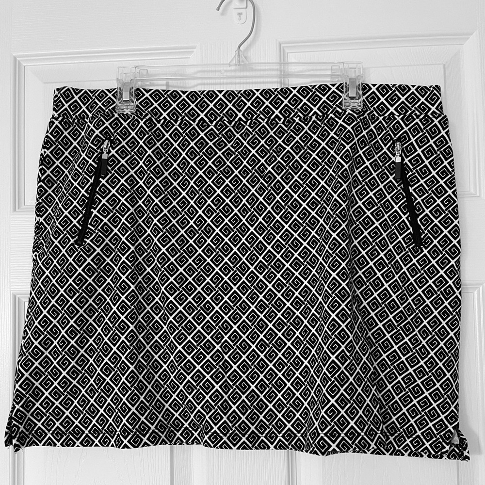 Jones New York Signature Geometric Print Skort | XL | Black & White